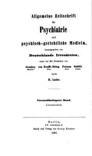 Tapa de Allgemeine Zeitschrift fuer Psychiatrie und Psychischgerichtliche Medizin