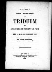 Tapa de Discours prononcés à Saint-Roch de Québec au triduum de la Société de St.-Vincent-de-Paul, les 11, 12, et 13 décembre 1865