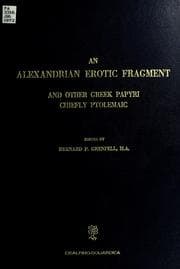 Tapa de An Alexandrian erotic fragment and other Greek papyri chiefly ptolemaic