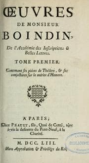 Tapa de Oeuvres de monsieur Boindin