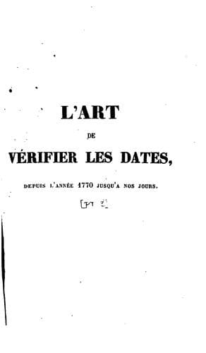 Tapa de L'Art de vérifier les Dates: depuis l'Année 1770 jusqu'à nos jours