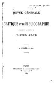 Tapa de Revue générale de bibliographie franc̜aise