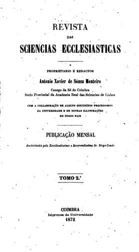 Tapa de Revista das sciencias ecclesiasticas