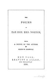 Tapa de The Poems of the Hon. Mrs. Norton