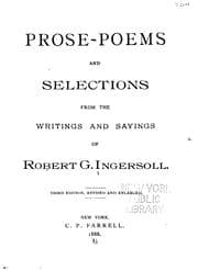 Tapa de Prose-poems and Selections from the Writings and Sayings of Robert G. Ingersoll