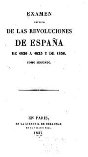 Tapa de Examen critico de las revoluciones de España de 1820 a 1823 y de 1836