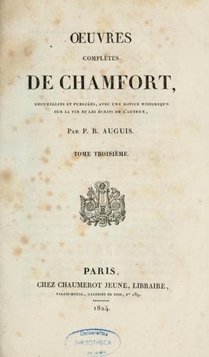 Tapa de Oeuvres complètes de Chamfort