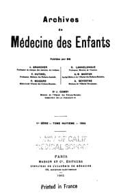 Tapa de Archives de m�edecine des enfants