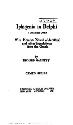 Tapa de Iphigenia in Delphi: A Dramatic Poem