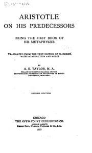 Tapa de Aristotle on his predecessors, being the first book of his Metaphysics