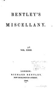 Tapa de Bentley's Miscellany. Volume XXIII