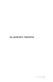 Tapa de De Quincey's Writings