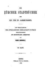 Tapa de Die Zürcher Stadtbücher des 14. Und 15. Jahrhunderts