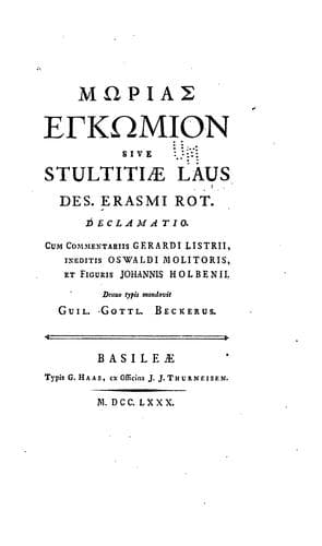 Tapa de Stultitiae Laus