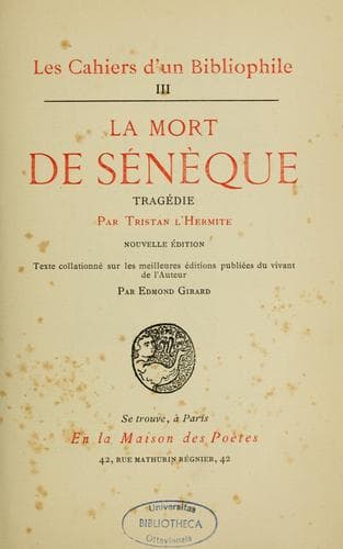 Tapa de La mort de Sénèque