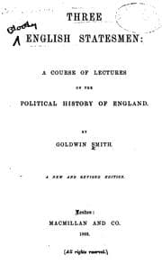 Tapa de Three English Statesmen: A Course of Lectures on the Political History of England