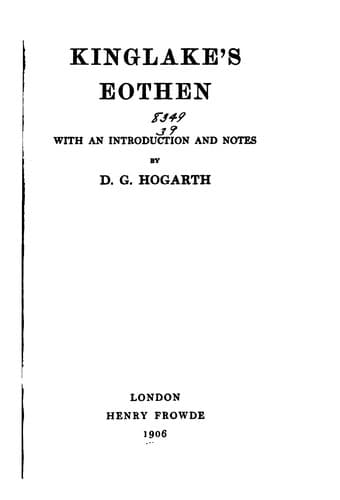 Tapa de Kinglake's Eothen