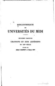 Tapa de Chansons et dits artésiens du XIIIe siècle
