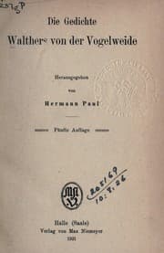 Tapa de Die Gedichte Walthers von der Vogelweide