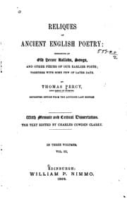 Tapa de Reliques of ancient English poetry