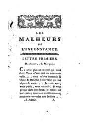 Tapa de Les malheurs de l'inconstance, ou lettres de la marquise de Syrcé, et du comte de Mirbelle