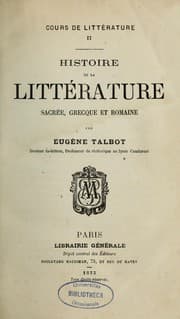 Tapa de Histoire de la littérature sacrée, grecque et romaine