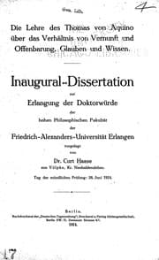 Tapa de Die Lehre des Thomas von Aquino über das Verhältnis von Vernunft und Offenbarung