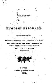 Tapa de A Selection of English epigrams: Extracted Principally from the British and ...