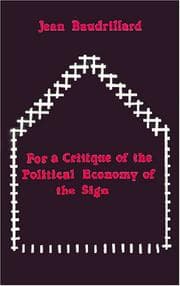 Tapa de Pour une critique de l'économie politique du signe