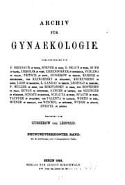 Tapa de Archiv fuer gynaekologie