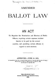 Tapa de Amended Ballot Law: An Act to Regulate the Nomination and Election of Public ...