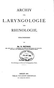 Tapa de Archiv für Laryngologie und Rhinologie