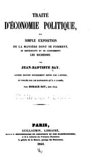 Tapa de Traite d'economie politique: ou Simple exposition de la maniere dont se forment, se distribuent ..
