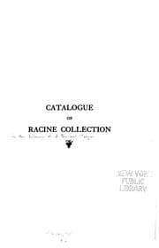 Tapa de Catalogue of Racine collection