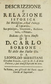 Tapa de Descrizzione e relazione istorica del nobilissimo, e real palazzo di Caprarola