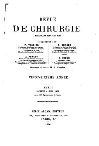 Tapa de Revue de chirurgie