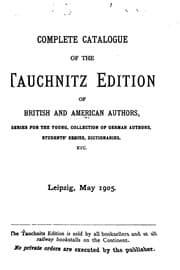 Tapa de Complete Catalogue of the Tauchnitz Edition of British and American Authors: Series for the ..