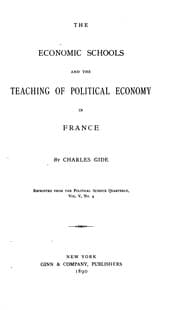 Tapa de The Economic Schools and the Teaching of Political Economy in France