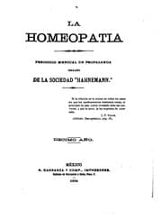 Tapa de La Homeopatia: Periodico Mensuale Propoganda Organo de la Sociedad Hahnemann