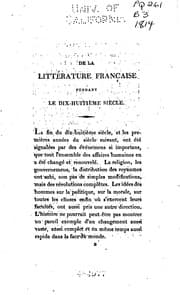 Tapa de Tableau de la littérature française pendant le dix-huitième siècle