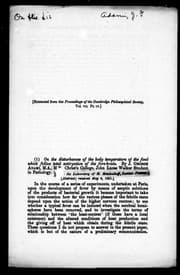 Tapa de On the disturbances of the body temperature of the fowl which follow total extirpation of the fore-brain