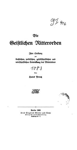 Tapa de Die geistlichen Ritterorden