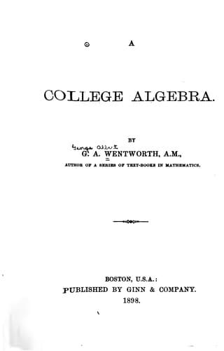 Tapa de A College Algebra