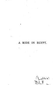 Tapa de A Ride in Egypt, from Sioot to Luxor in 1879: With Notes on the Present ..