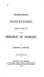 Tapa de Ecclesiastical Institutions: Being Part VI of the Principles of Sociology