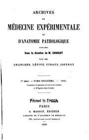 Tapa de Archives de médecine expérimentale et d'anatomie pathologique