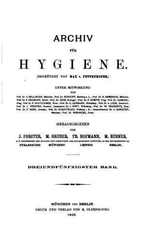 Tapa de Archiv für Hygiene