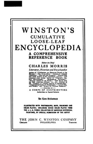 Tapa de Winston's Cumulative Loose-leaf Encyclopedia: A Comprehensive Reference Book
