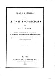 Tapa de Texte primitif des Lettres provinciales: d'après un exemplaire in-40 (1656-1657) ou se trouvent ..