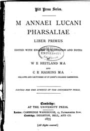 Tapa de M. Annaei Lucani Pharsaliae: liber primus